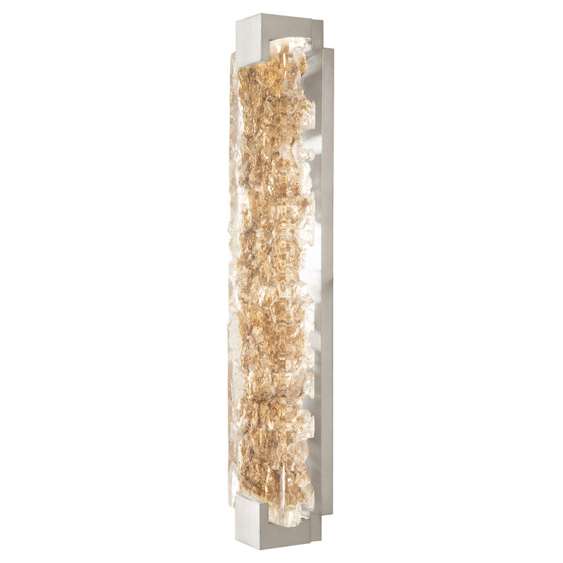 Terra LED Flush Mounted Sconce, Silver, 21.75" H x 6.25" W x 3.5" D, Rake Clear