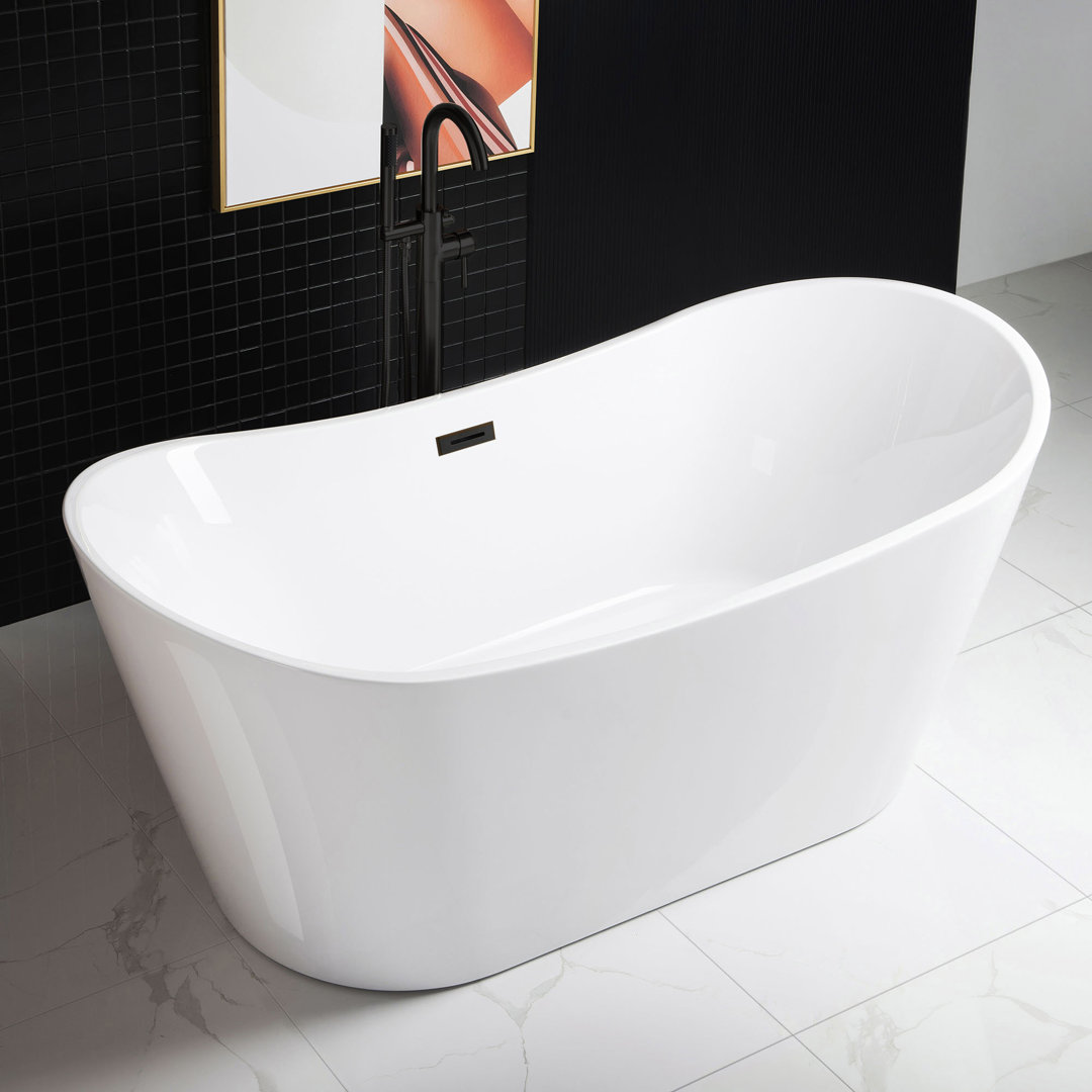 71" x 32" Freestanding Soaking Acrylic Bathtub WoodBridge 