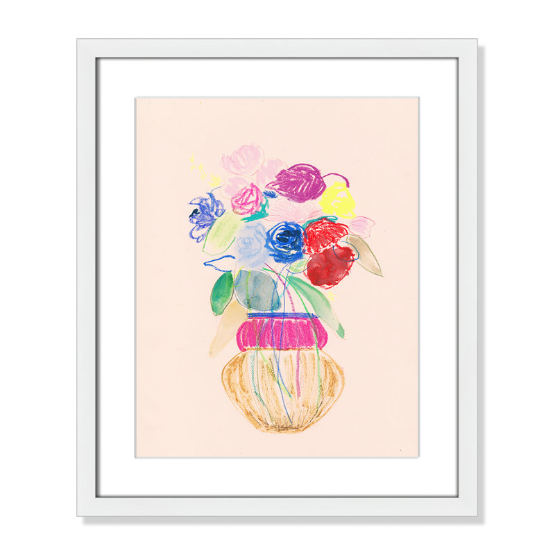 «Simple Floral II» par Bea Dina, Blanc, H 19 po x l 16 po x P 1,25 po, Papier avec cadre unique blanc