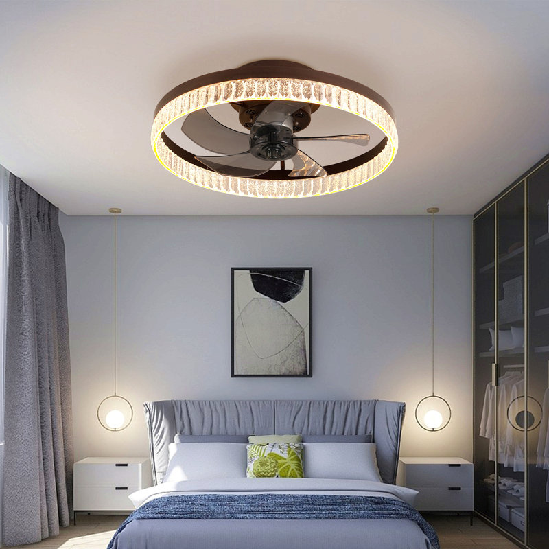 Ventilateur de plafond à profil bas de 20 po avec lumière et télécommande, ventilateur de plafond à DEL à intensité variable, 6 vitesses, pales réversibles