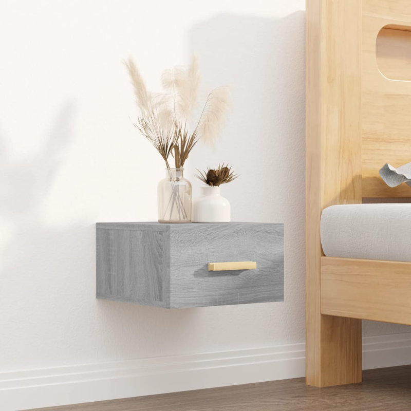 Santucci 35cm W Manufactured Wood Bedside Table, Dark Grey, Individual