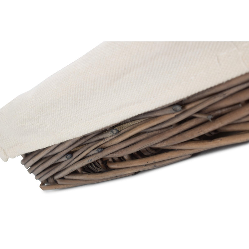 Wicker Storage Tray Basket with Lining, 7.5cm H x 32cm W x 22cm D