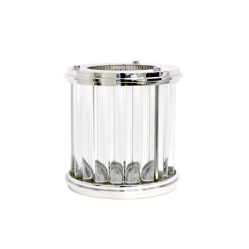 Ouragan Lucian Lucite au fini chrome poli, H 11 po x l 10,5 po x P 10,5 po, Argent / transparent