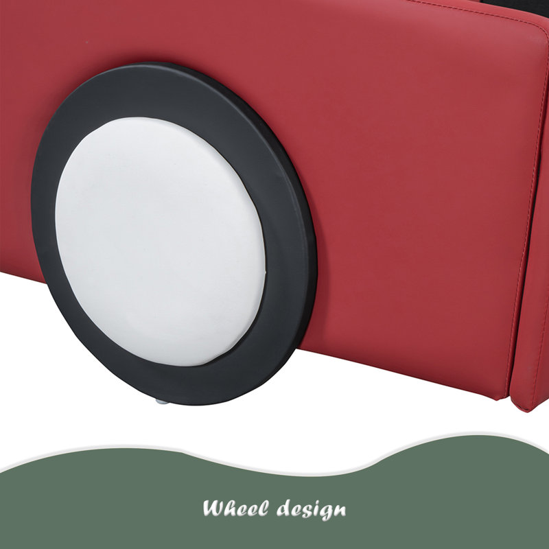 Lit plateforme simple avec roulettes, Rouge