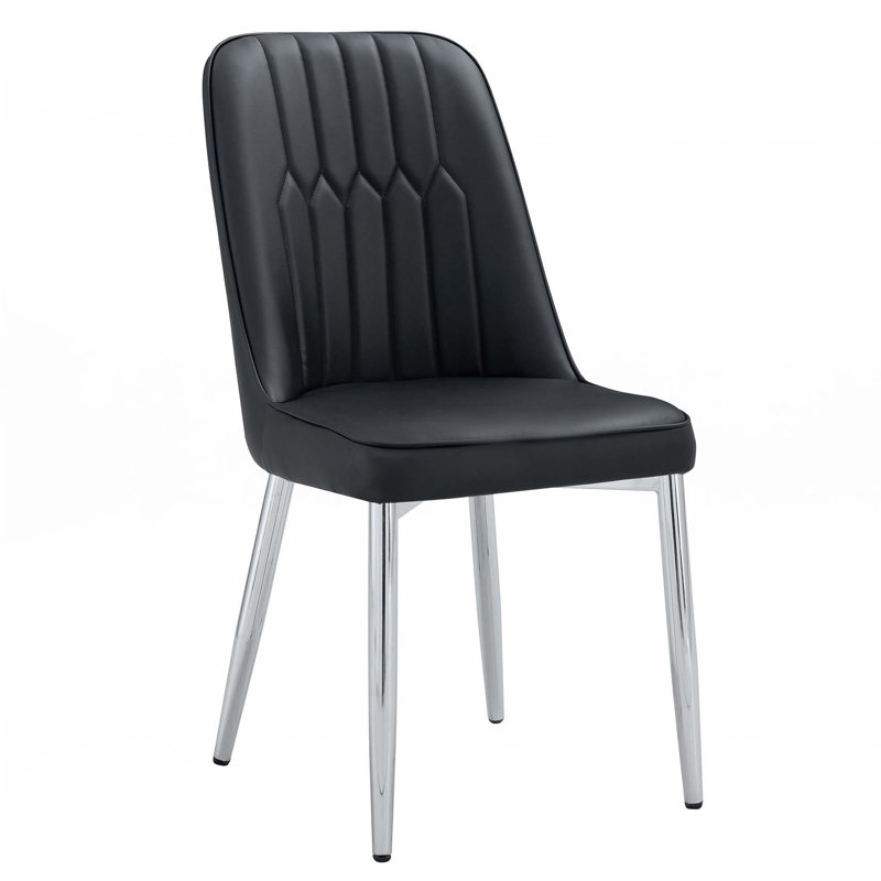 Modern Minimalist Dining Chair, 2, Black, Black