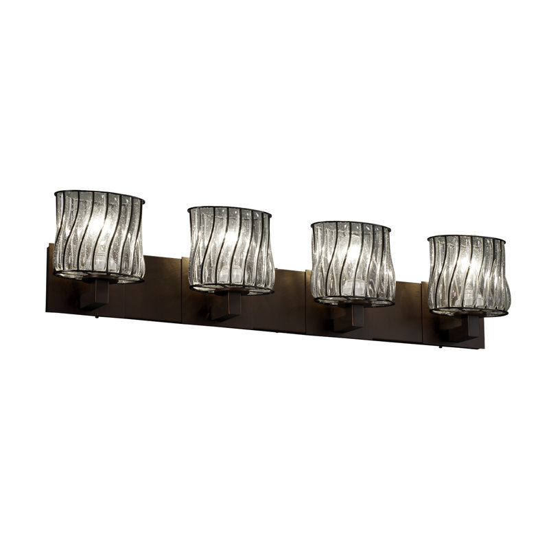 Eldersburg 4 - Light Vanity Light, Dark Bronze, Swirl with Clear Bubbles, Oval
