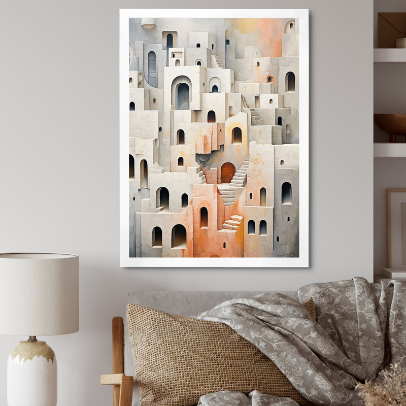 Minimalisme des forteresses I sur toile, H 32 po x l 16 po x P 1 po, Cadre simple blanc