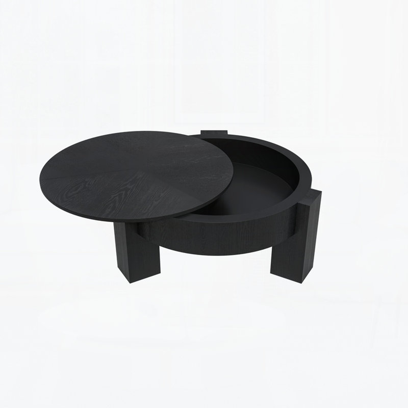 Table basse 33 po avec rangement caché pour le salon, Noir
