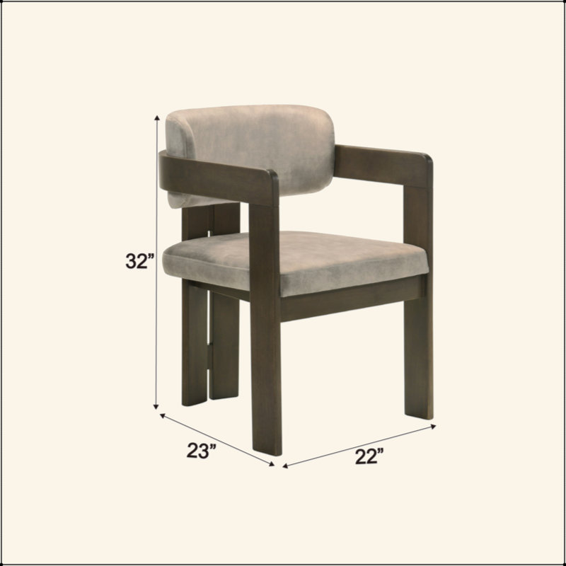 Chaise d'appoint Destin en microfibre polie et finition noyer gris clair