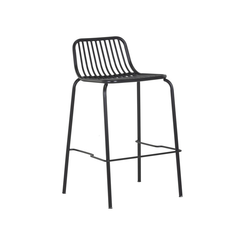 Tabouret d'extérieur en acier thermolaqué Trenton, Blanc, Tabouret de comptoir (hauteur d'assise de 25,5 po)
