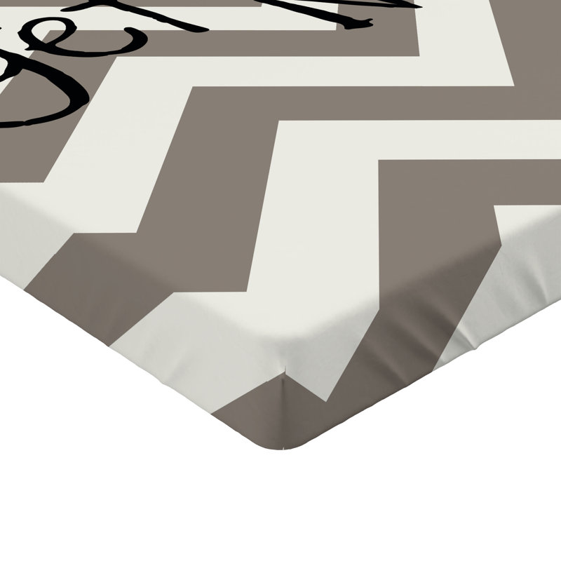 Drap-housse orange Ambesonne, Taupe / crème / chevron noir, Drap-housse grand