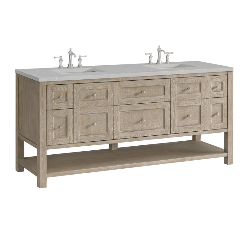 Breckenridge 72'' W Double Vanity, Whitewashed Oak, Lime Delight, 8" Widespread