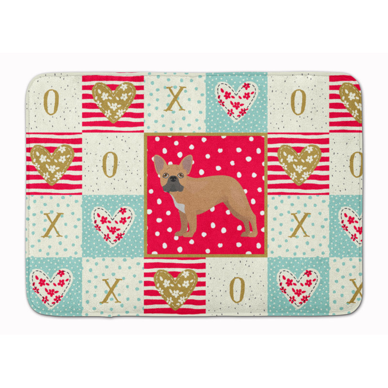 Tapis de cuisine en mousse mémoire love Shanaya, Bouledogue français beige