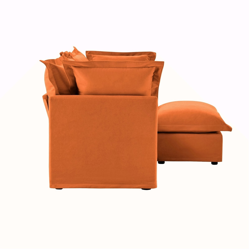 Canapé modulaire à 2 places Australis, H 34,6 po x l 83,4 po x P 33 po, Chenille orange