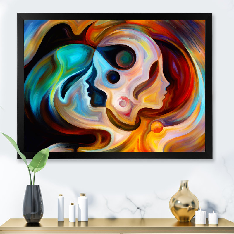 «Blue Orange and Red», reproduction d'art sur toile, Toile avec cadre de coin noir fermé, H 34 po x l 44 po