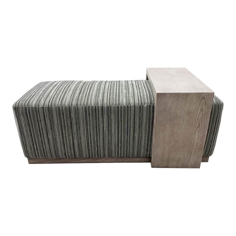 Argjent Plush Multifunctional Ottoman with Removable Table- Versatile Bench & Cocktail Table in One, Stripe