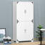 Armoire de cuisine industrielle avec armoire à 4 portes et tablettes de rangement, armoire de rangement autoportante, blanc