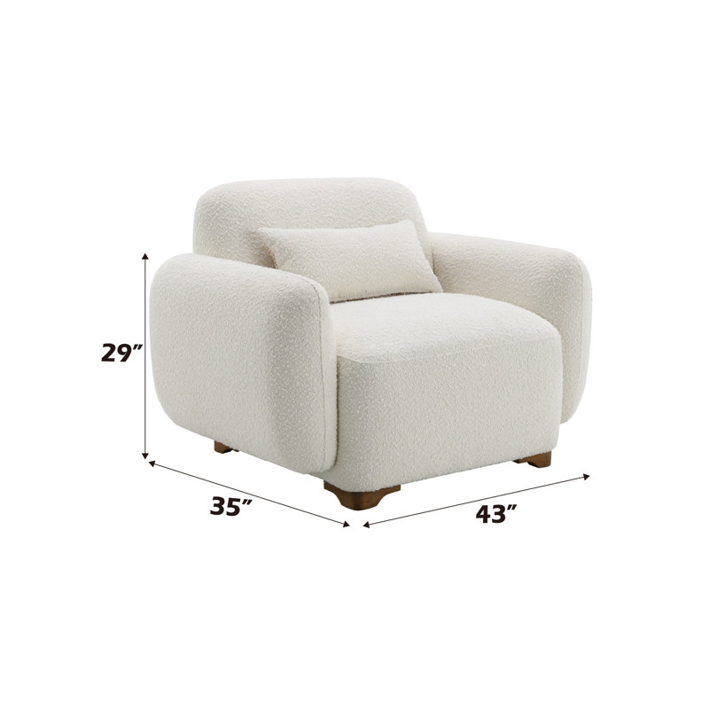 Fauteuil d'appoint beige Darius avec 1 coussin décoratif