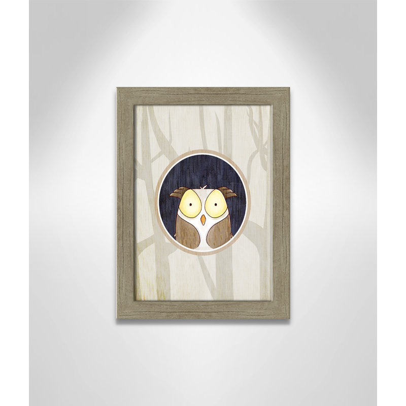 Animaux de la forêt 2, impression sur papier, H 14 po x l 10 po x P 0,6 po, Encadré plat de bois de grange gris