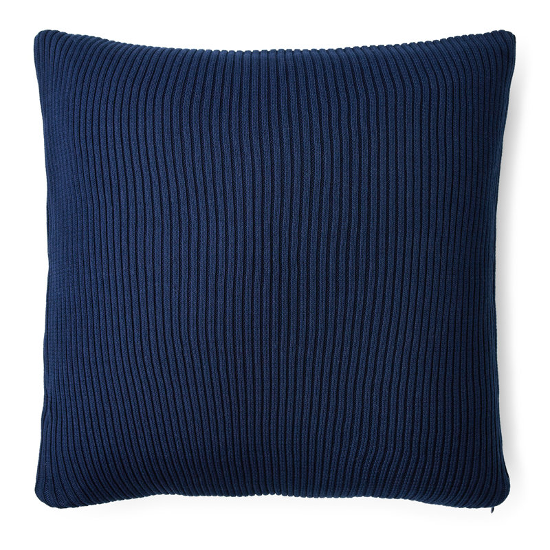 Flora Rib Knit Cotton 18" Throw Pillow Cover & Insert, Navy, Cotton