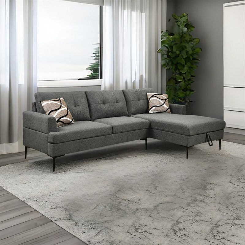 Canapé modulaire Alorton, 100 % lin gris foncé