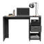 Bureau d'ordinateur Odessa avec tiroir simple et armoires de rangement ouvertes-302862486-302862487
