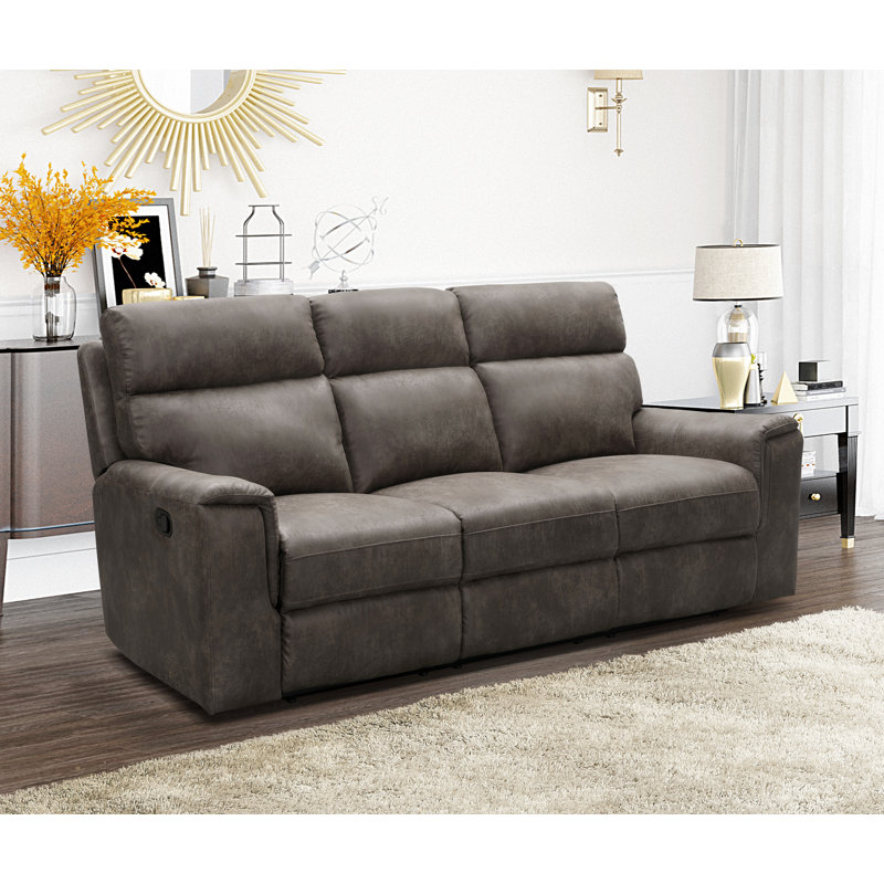 Nobleboro Upholstered 90'' Reclining Sofa, Espresso Brown