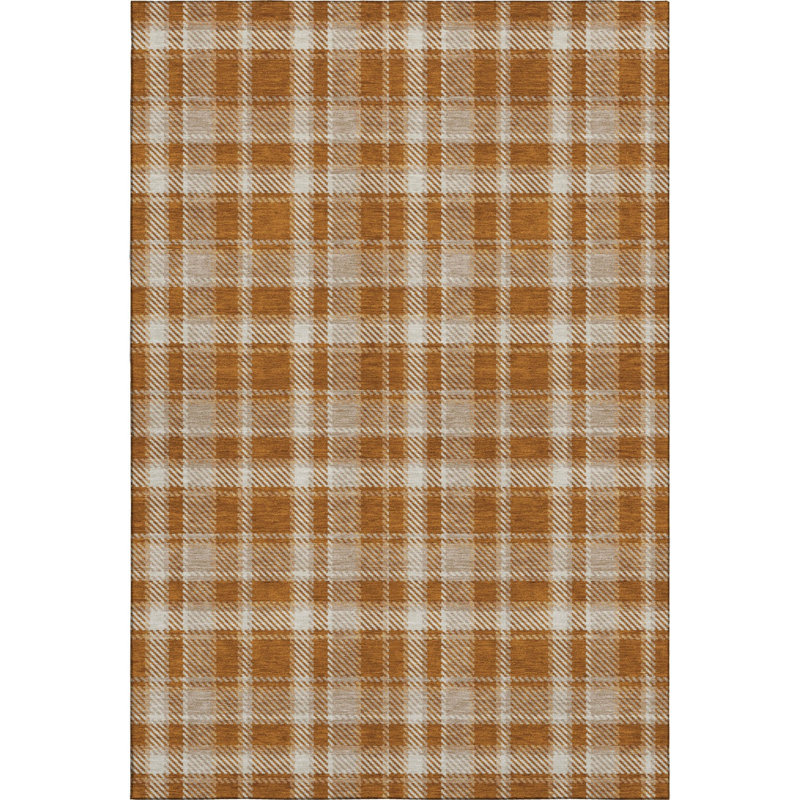 Tapis lavable écossais rouille et ivoire 5 pi x 8 pi avec protection UV