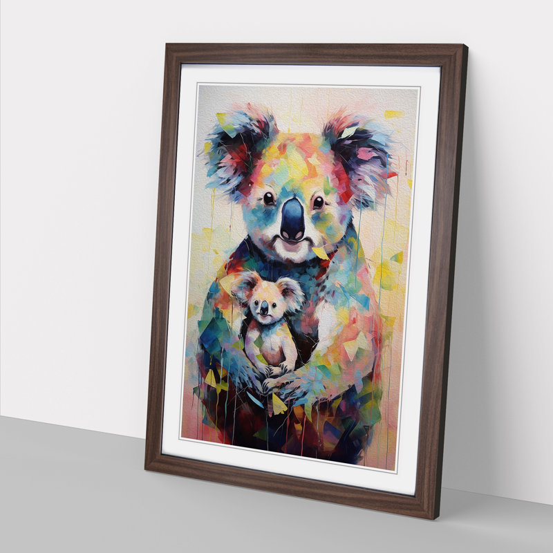 Koala Bear Dadaism No.2 - Single Picture Frame Print on Wood, 64cm H x 46cm W x 2cm D, Walnut 
