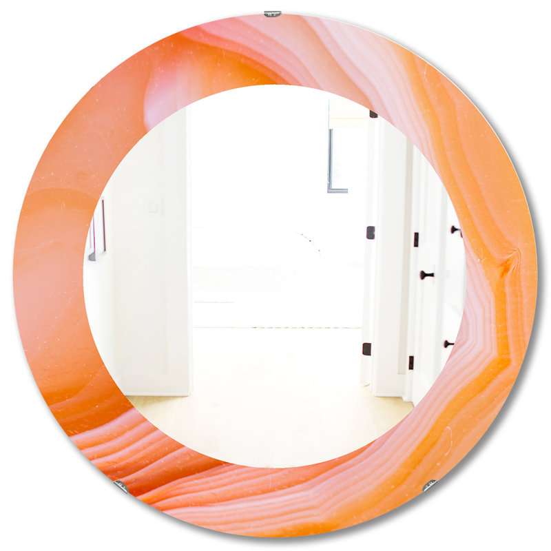 Modern and Contemporary Accent Mirror, 31.5" H x 31.5" W, Orange, Omber