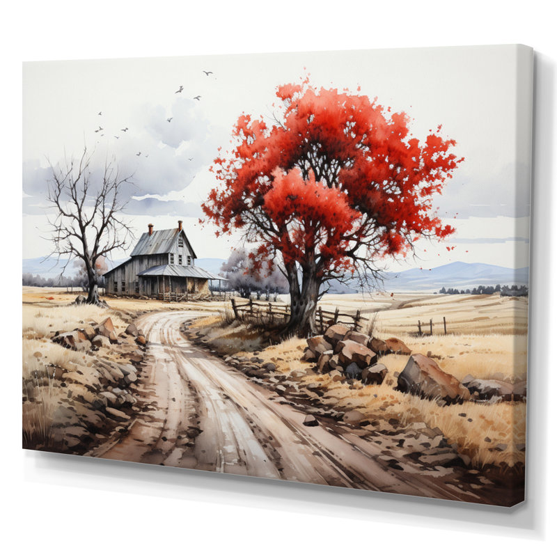 «Country Road The Path Ahead» sur impression sur toile, H 16 po x l 32 po x P 1 po, Toile tendue