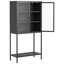 Armoire de rangement en métal de 59 po de hauteur avec portes en verre et tablettes réglables - Bibliothèque moderne pour la maison, le bureau ou le garde-manger-616092846