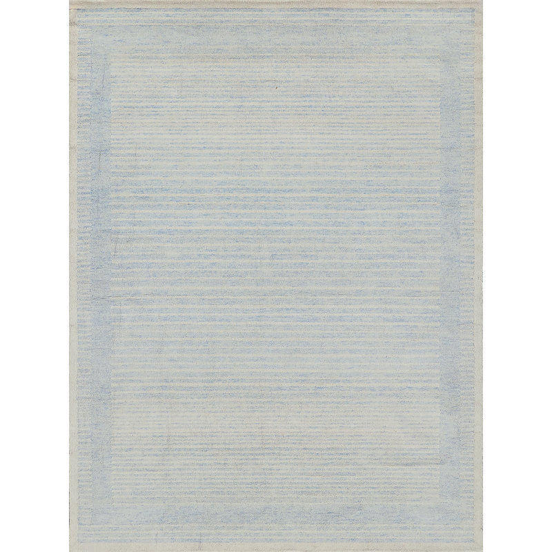 Dusseldorf hand-tufted New Zealand Wool Beige/Ivory Area Rug, Blue/Ivory, Rectangle 9' x 12'