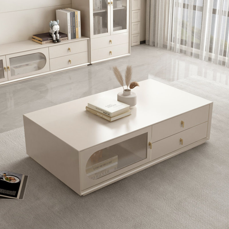 Table basse en cerisier massif avec base pleine, H 13,77 po x L 55,11 po x l 23,62 po