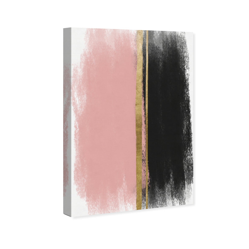 «Blush Around», rose doré, coups de pinceau, rose glamour - peinture sur toile, H 36 po x l 24 po, Toile tendue