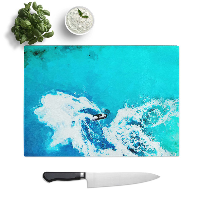 Glass Jet Ski in The Maldives in Abstract Chopping Board, 28.5 cm W x 20 cm L