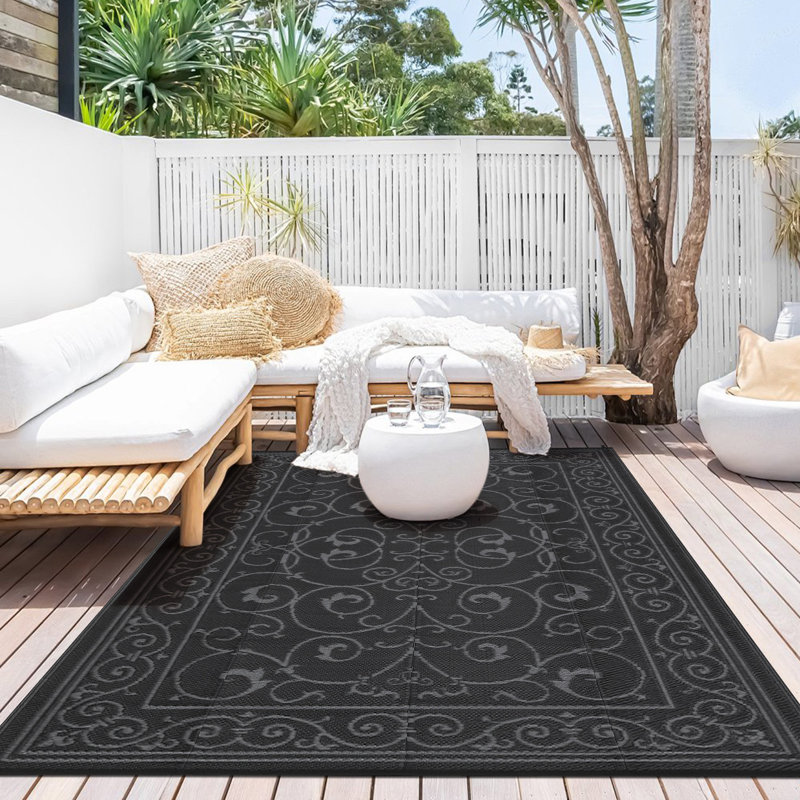Area Rugs Outdoor Patio Rug Waterproof Modern Bordered Indoor Outdoor Throw Carpet Checkered Reversible Mat for Front Door Rv