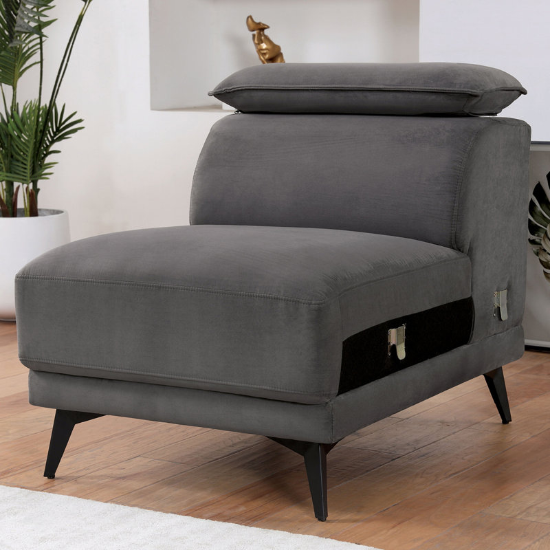 Chaise sans accoudoirs contemporaine l 26,4 po, gris foncé, Gris foncé
