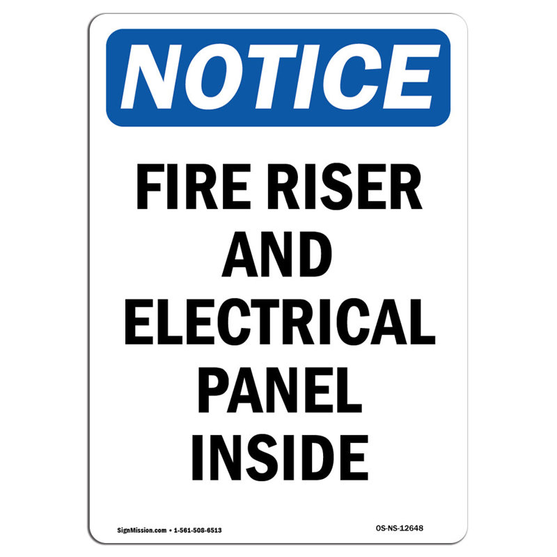 Fire Riser and Electrical Panel Inside Sign