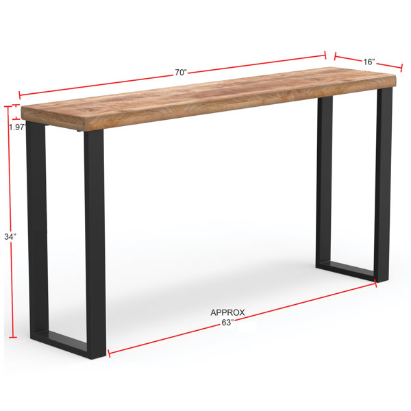 17 Stories Glendive 70'' Solid Wood Top Console Table & Reviews | Wayfair