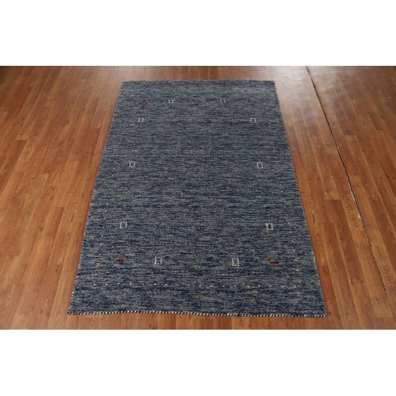Handmade Blue Gabbeh Oriental Rug 4x6