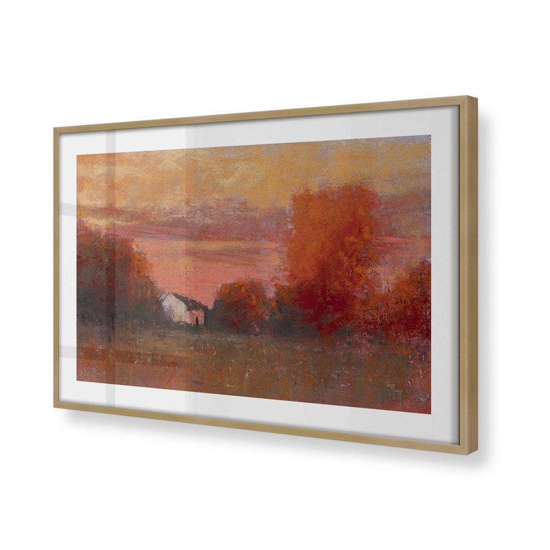 «Tangerine Skies», impression encadrée sur papier par Carol Strock Wasson, Or brossé, H 19,25 po x l 25,25 po x P 1,25 po