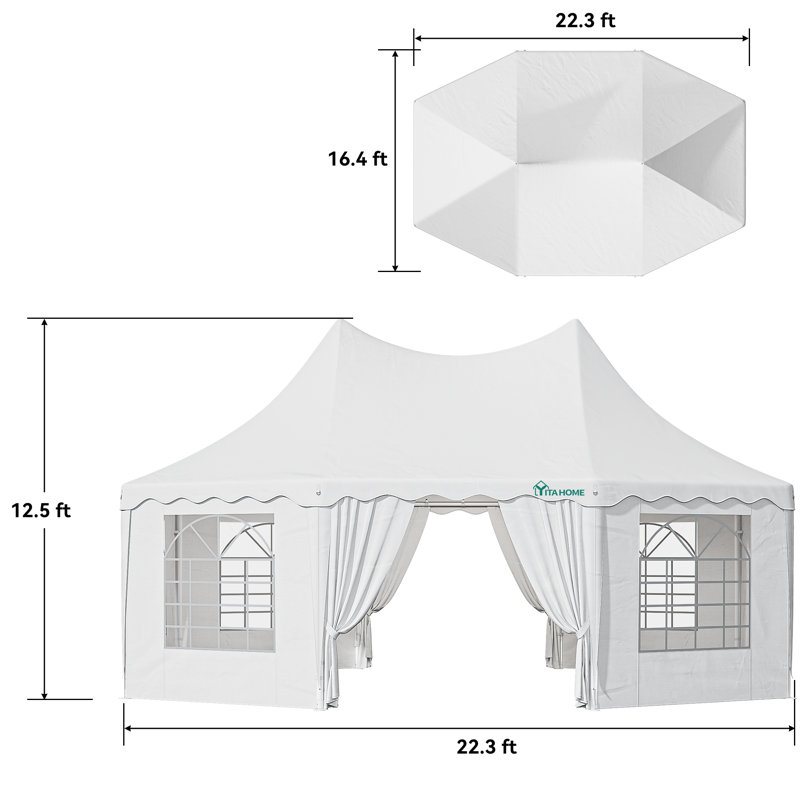 Tente de mariage robuste en acier, 22,3 pi x 16,4 pi