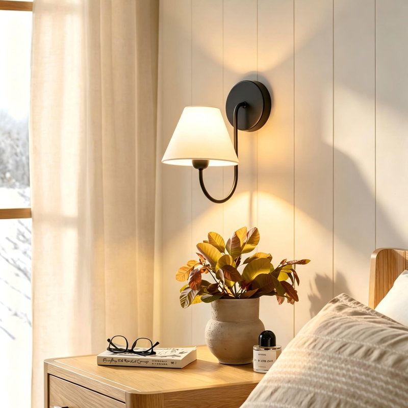 1 - Linen Light Shade Wall Light