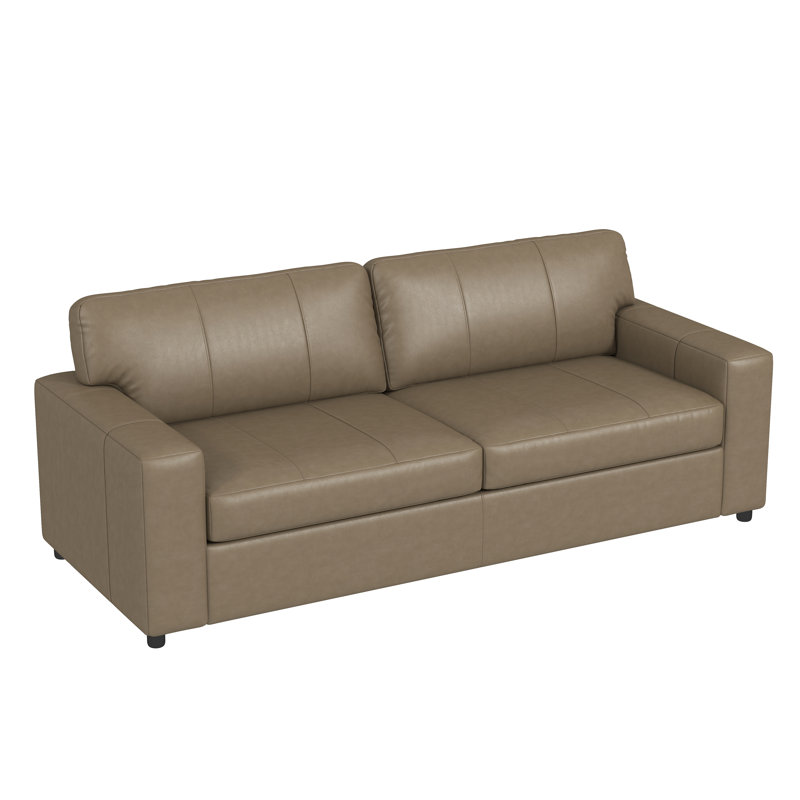 Latitude Run® Caro Leather Upholstered Sofa, Beige