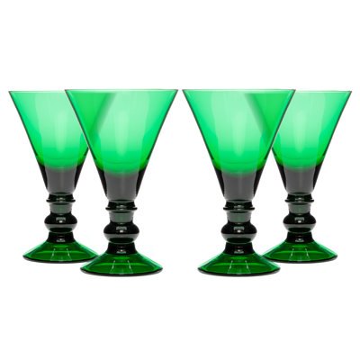 Martha Stewart 4 Piece 9.6 Ounce Hand Made Glass Goblet in Green