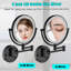 Miroir de maquillage mural grossissant à double face 8 pouces à DEL avec extension de 12 pouces noir mat grossissant 1 / 3X