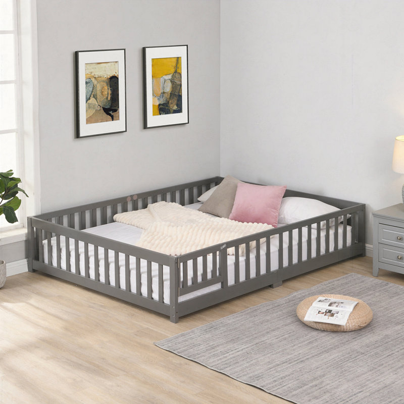 Lit sur pied avec porte, gris, Grand
