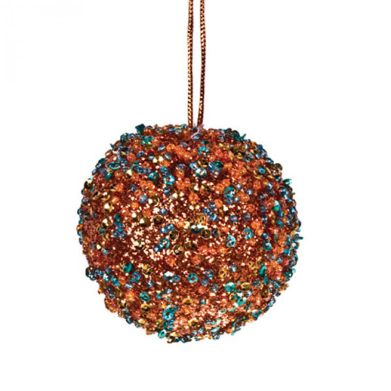6.5cm Bauble, Copper / Turquoise