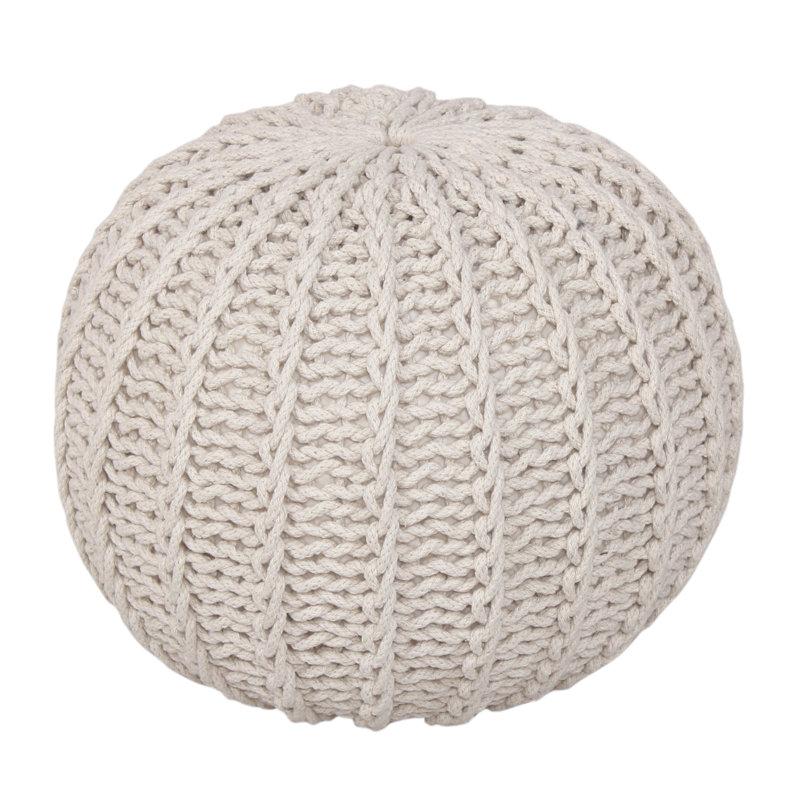 Cleeve 50cm Wide Round Solid Colour Pouffe Ottoman, Cream